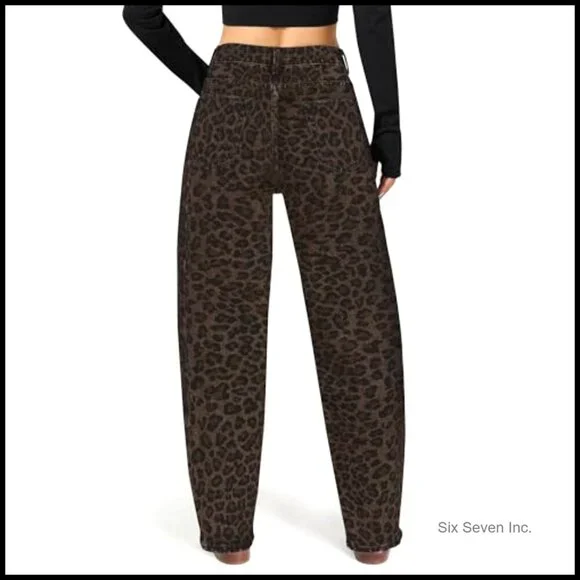 High Waisted Barrel Jeans Wide Straight Leg Boyfriend Fit Y2K Chic - Picture 3 of 6